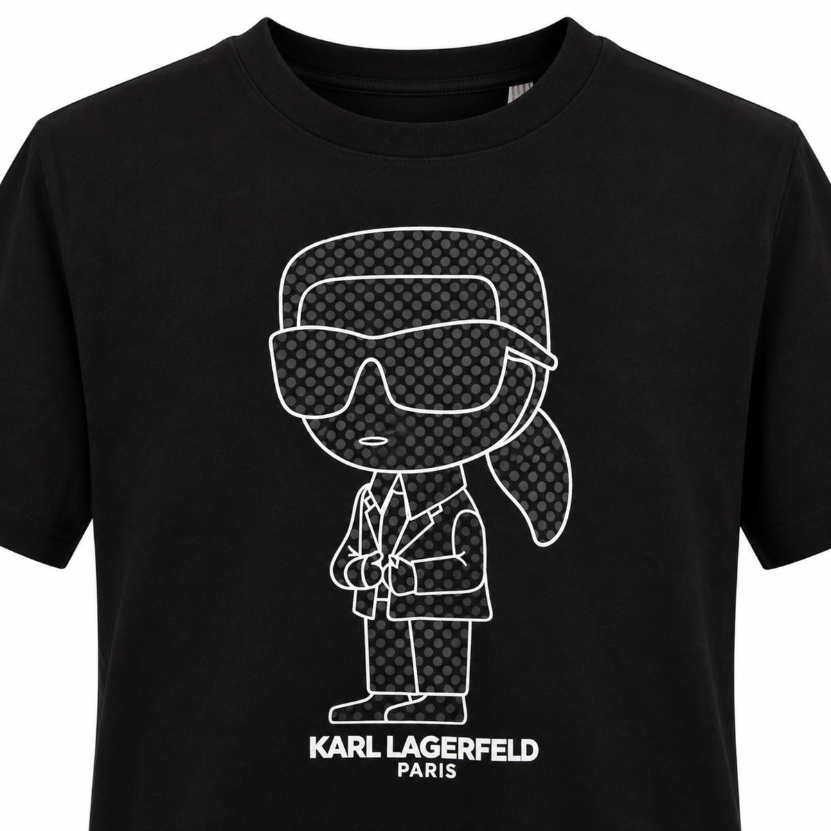 Detalle del gráfico Karl Lagerfeld Ikonik en polera negra
