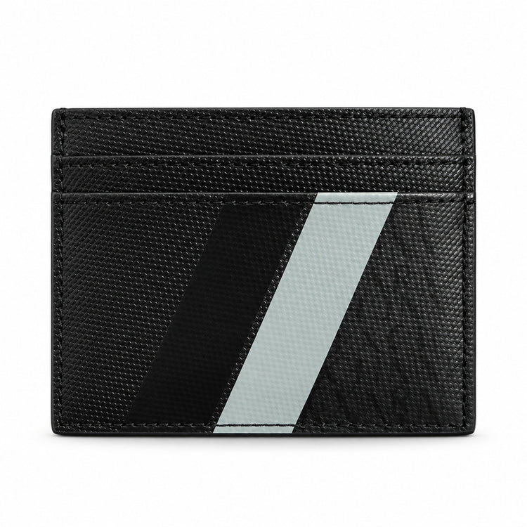 Tarjetero Armani Exchange negro, vista posterior con franja gris