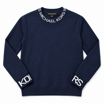 Polerón Michael Kors Azul Marino con Logo en Cuello y Puños