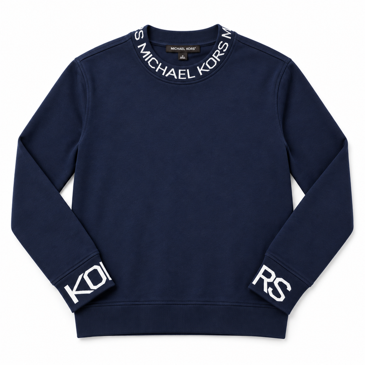 Polerón Michael Kors Azul Marino con Logo en Cuello y Puños