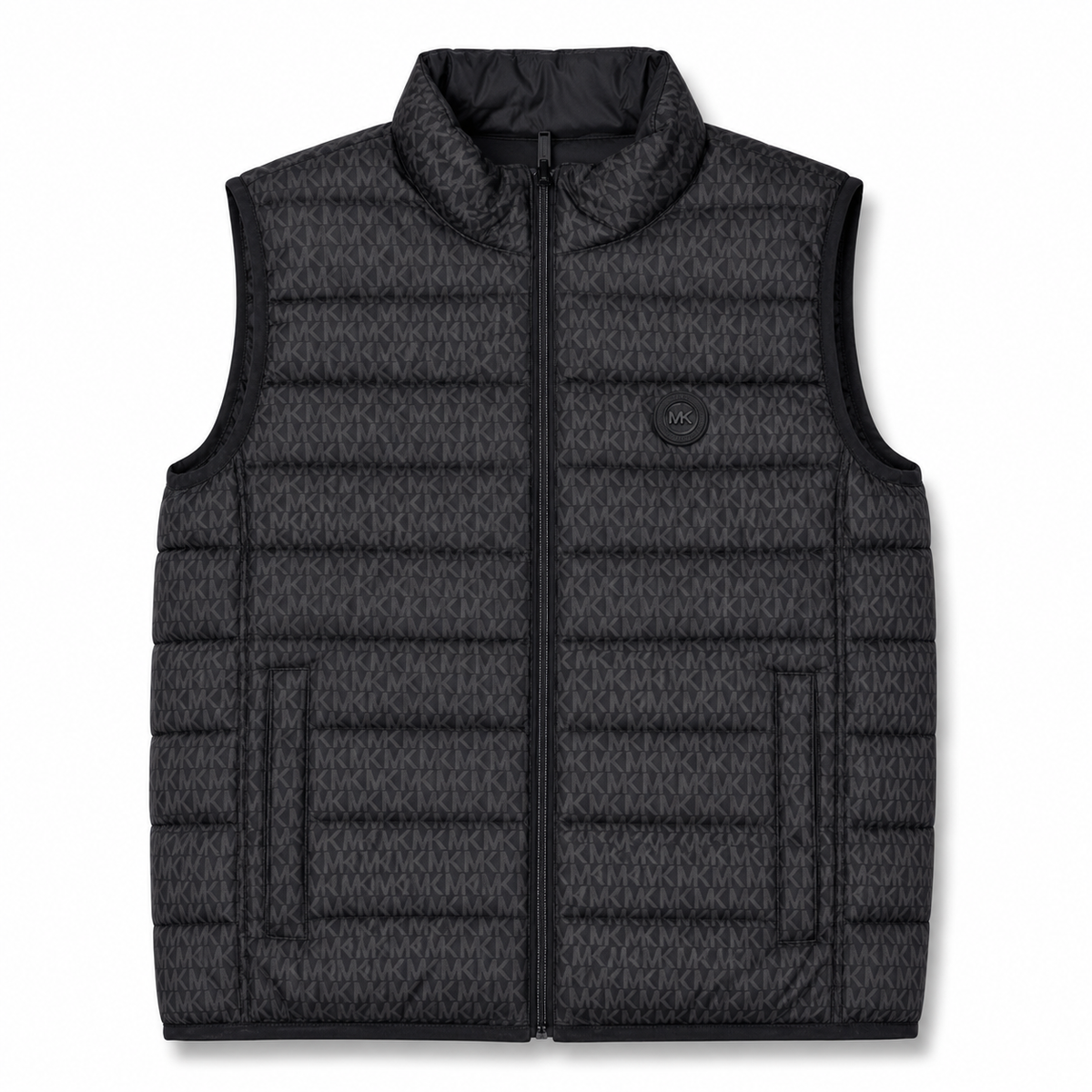 Chaleco Michael Kors reversible negro con monograma MK - vista frontal