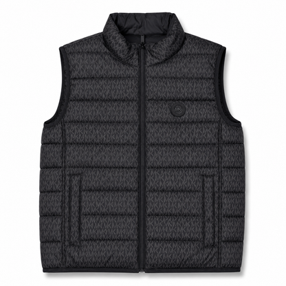 Chaleco Michael Kors reversible negro con monograma MK - vista frontal