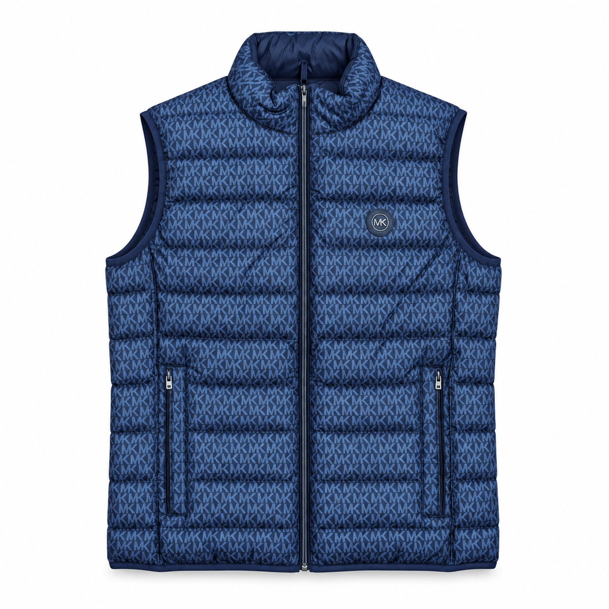 Chaqueta Michael Kors reversible azul con monograma, vista alternativa