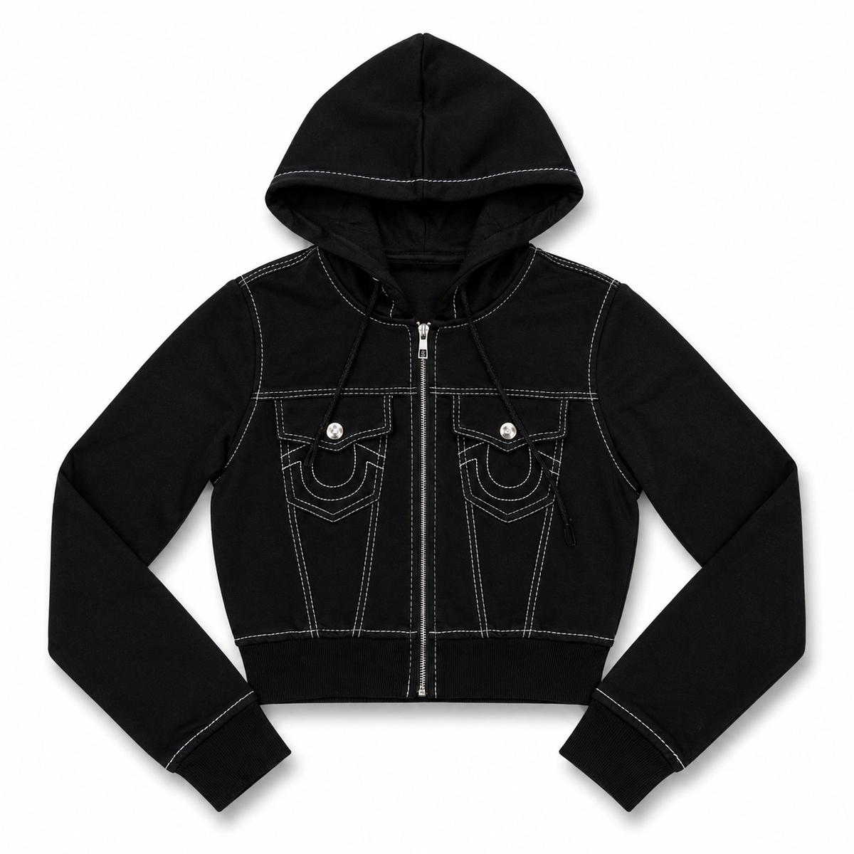Chaqueta True Religion mujer negra con costuras en contraste - vista frontal