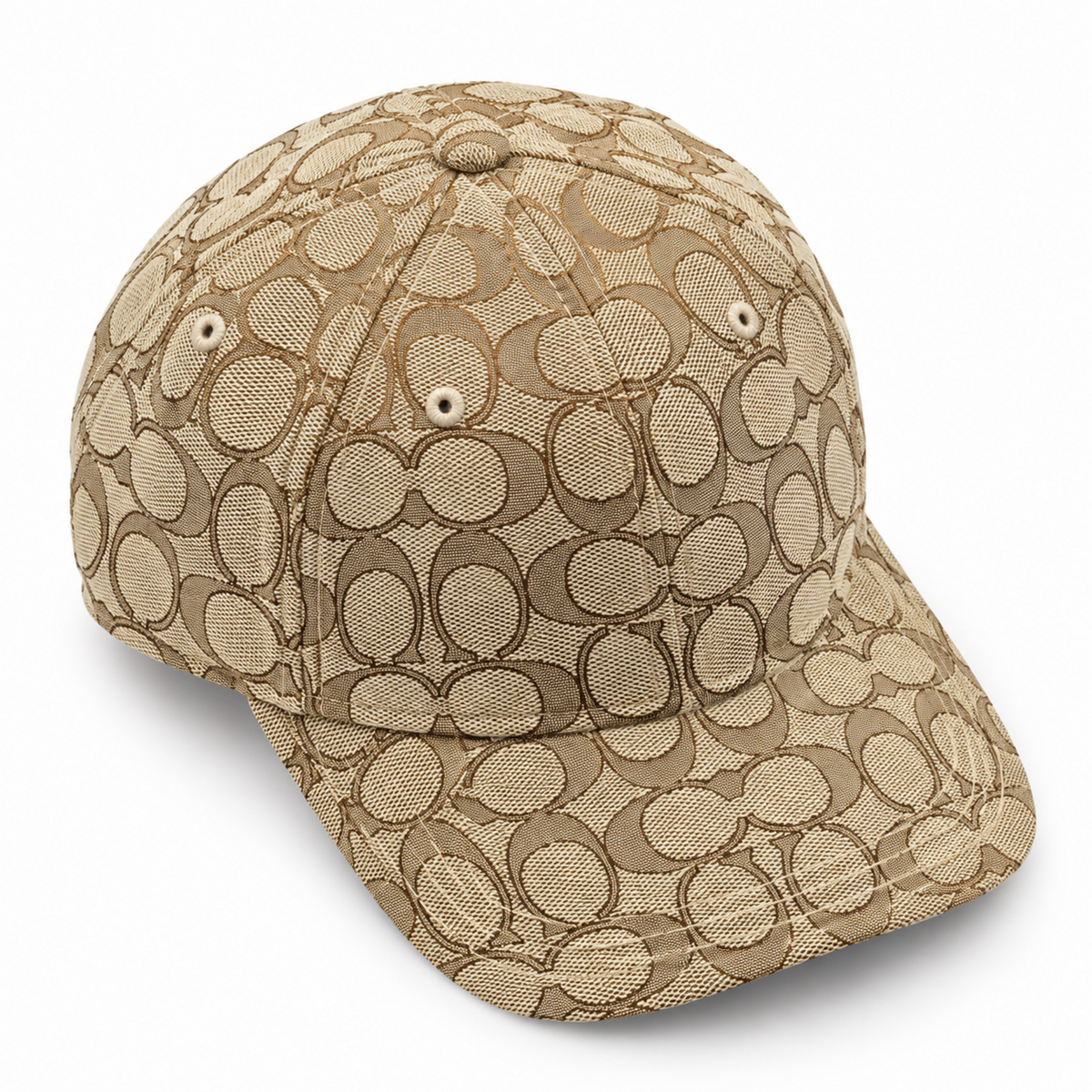 Gorro Coach Signature café vista en ángulo