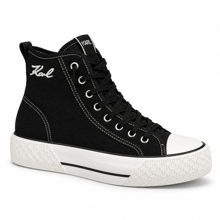 Zapatilla Karl Lagerfeld alta negra y blanca vista lateral