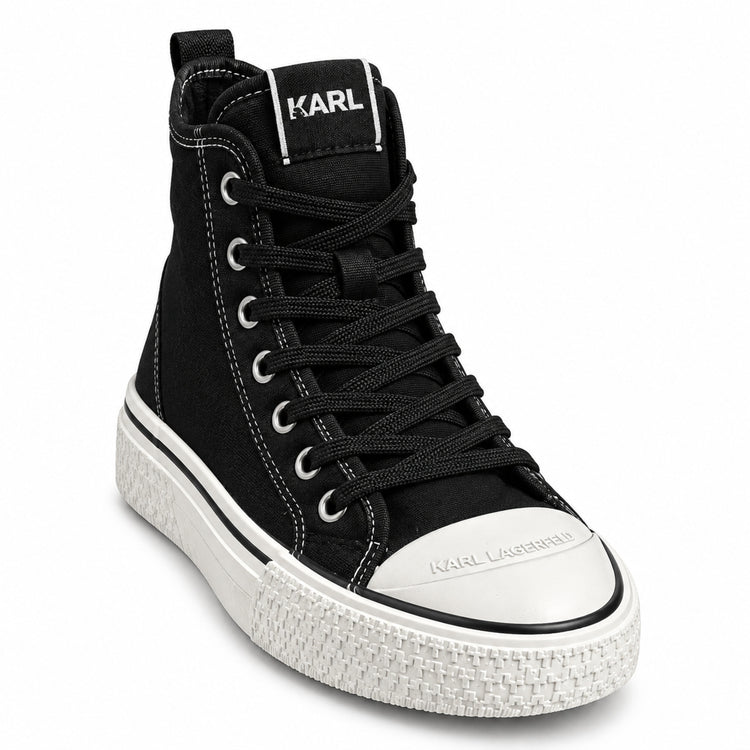 Zapatilla Karl Lagerfeld alta negra y blanca vista frontal