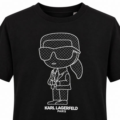 Detalle del gráfico Karl Lagerfeld Ikonik en polera negra