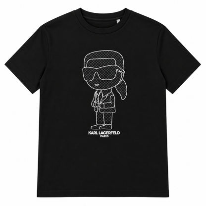 Polera Karl Lagerfeld negra con gráfico Ikonik, vista frontal