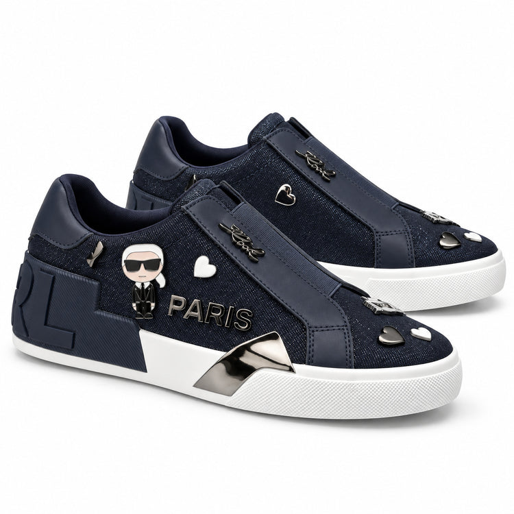 Vista lateral de zapatillas Karl Lagerfeld azul marino
