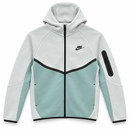 Chaqueta Nike Tech Fleece gris claro y verde menta vista frontal