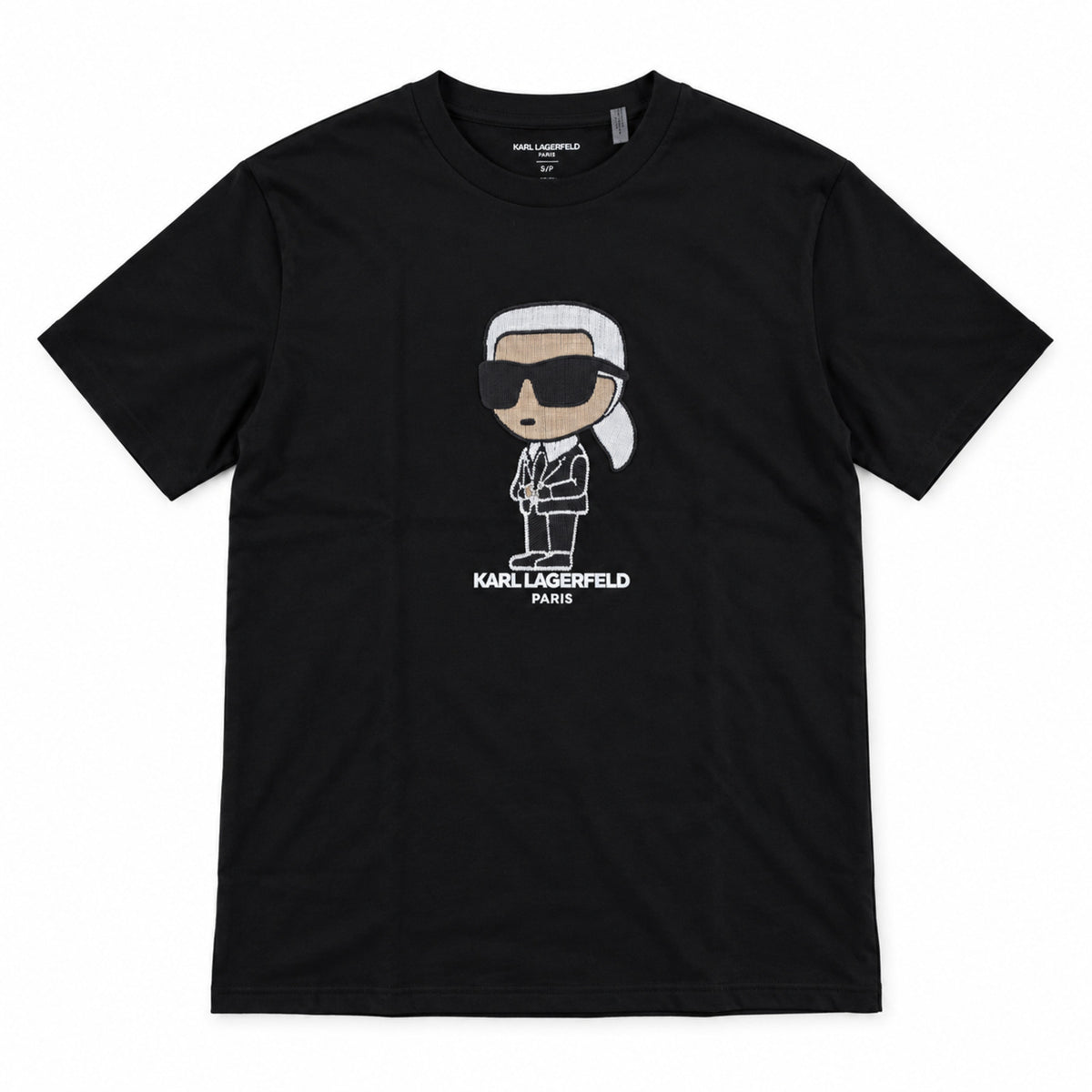 Polera Karl Lagerfeld negra Ikonik bordada vista frontal