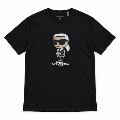 Polera Karl Lagerfeld negra Ikonik bordada vista frontal