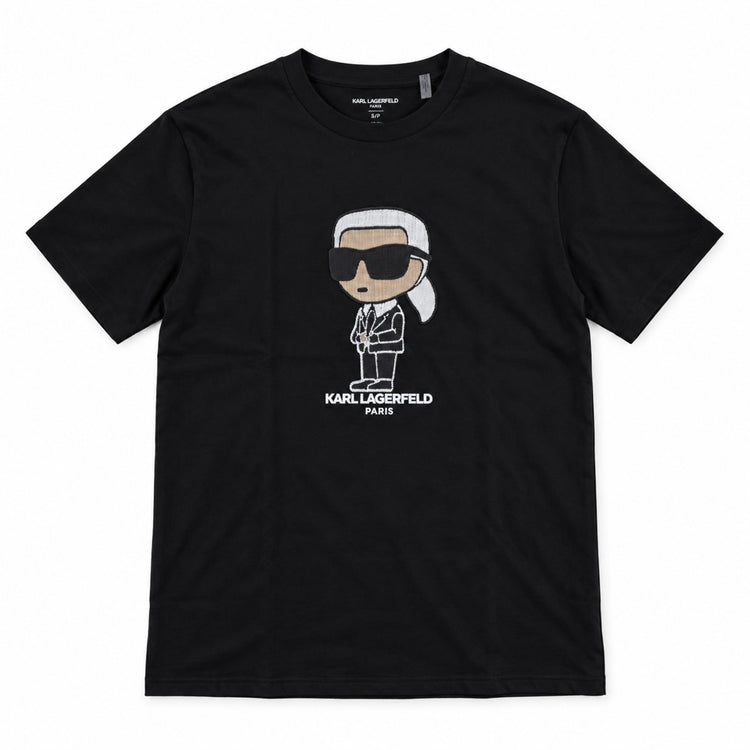 Polera Karl Lagerfeld negra Ikonik bordada vista frontal