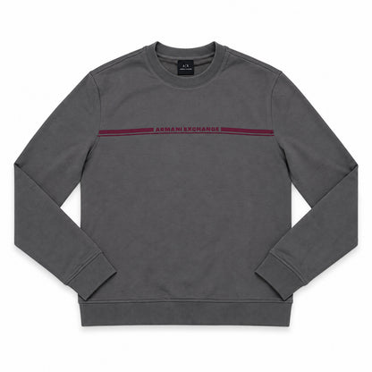 Polerón Armani Exchange gris con línea burdeo, vista frontal