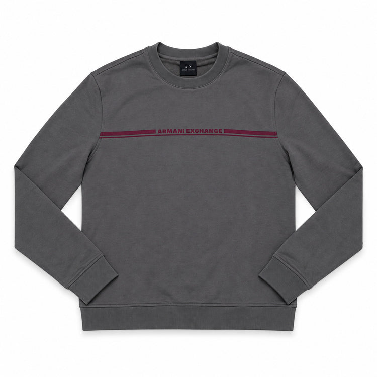Polerón Armani Exchange gris con línea burdeo, vista frontal