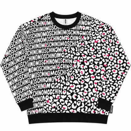 Polerón Moschino estampado blanco negro y rosado