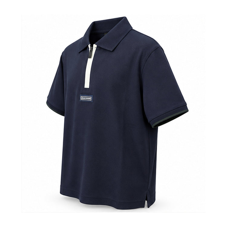 Polo Armani Exchange azul marino para hombre, vista diagonal