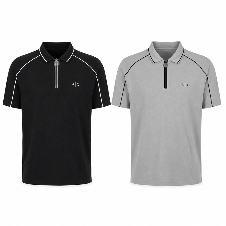 Polo Armani Exchange A|X con cierre en negro y gris