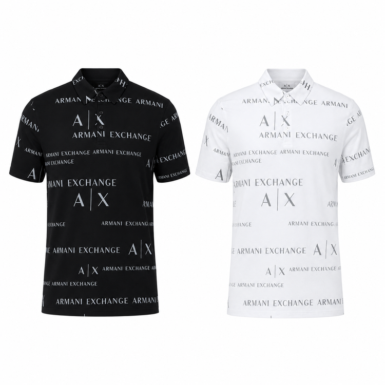 Polo Armani Exchange A|X estampada en negro y blanco