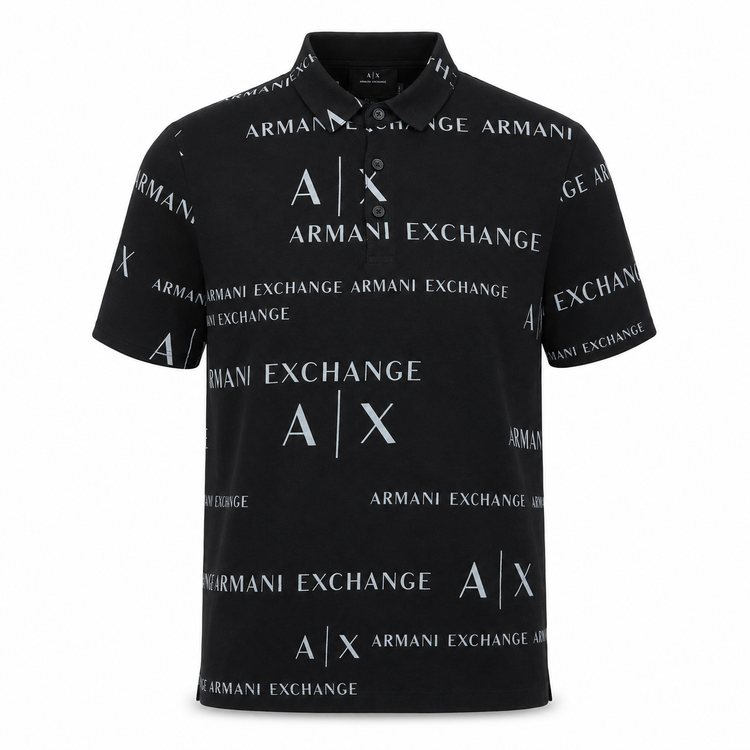 Polo Armani Exchange A|X negra con estampado integral