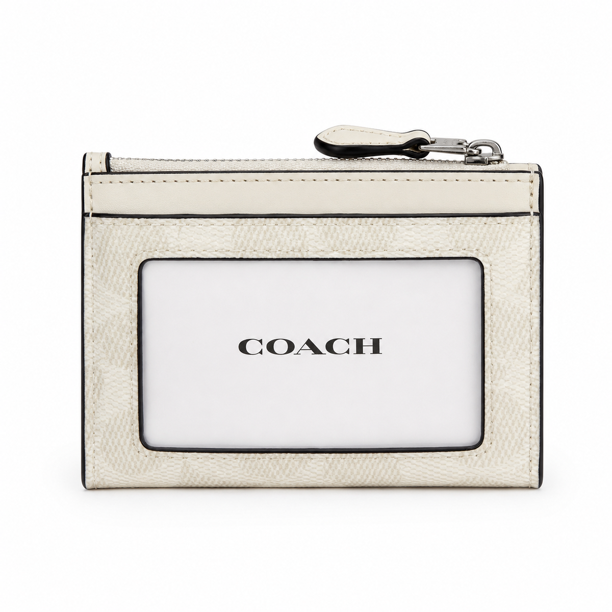 Tarjetero Coach crema con herrajes plateados - vista posterior