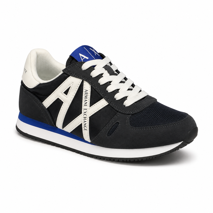 Zapatilla Armani Exchange A|X negra, blanca y azul vista principal