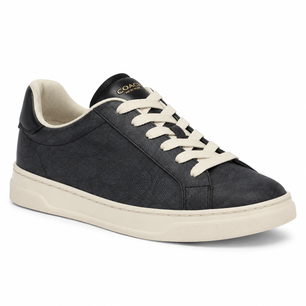 Zapatilla Coach negra con monograma y suela crema vista principal