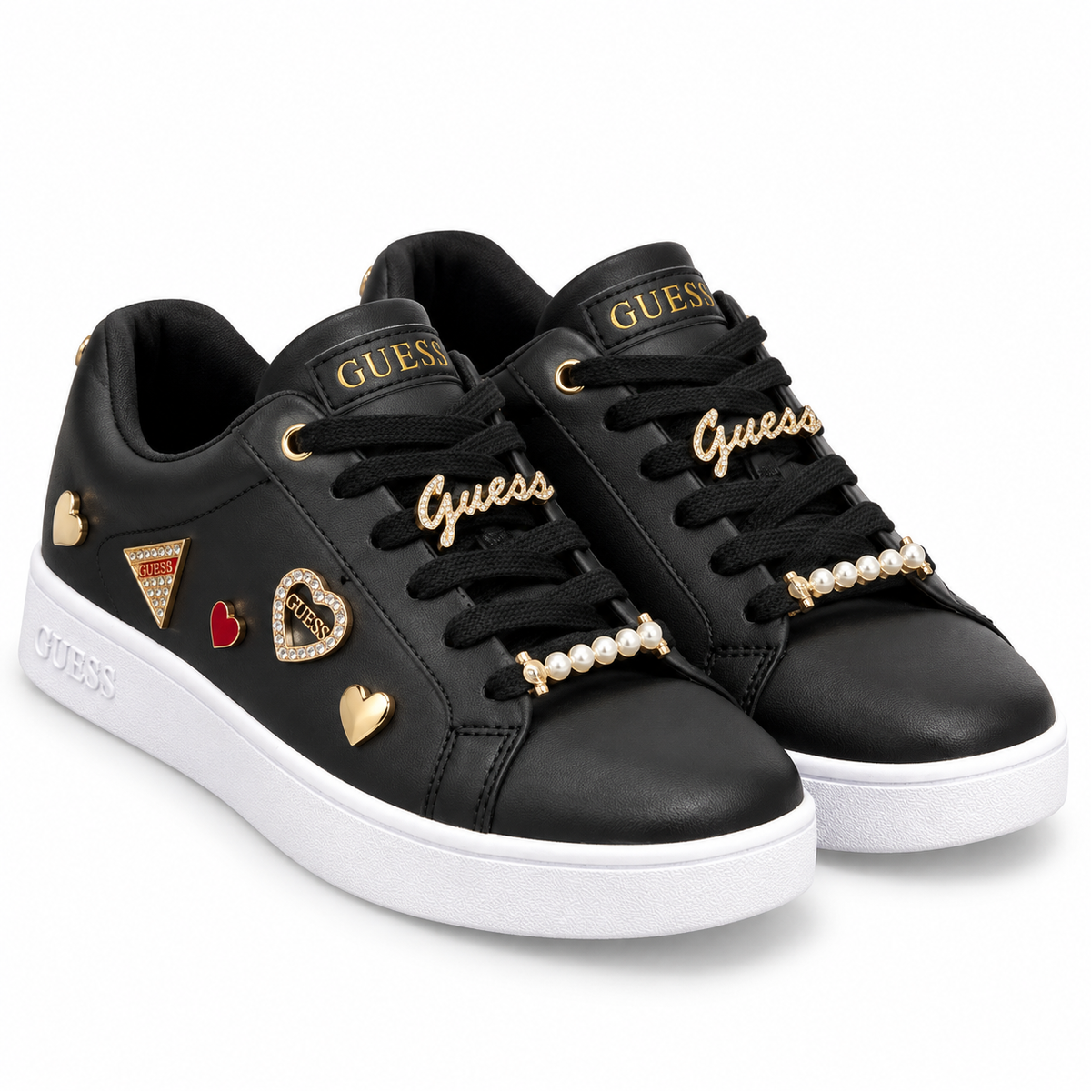 Zapatillas Guess negras con apliques dorados, vista principal