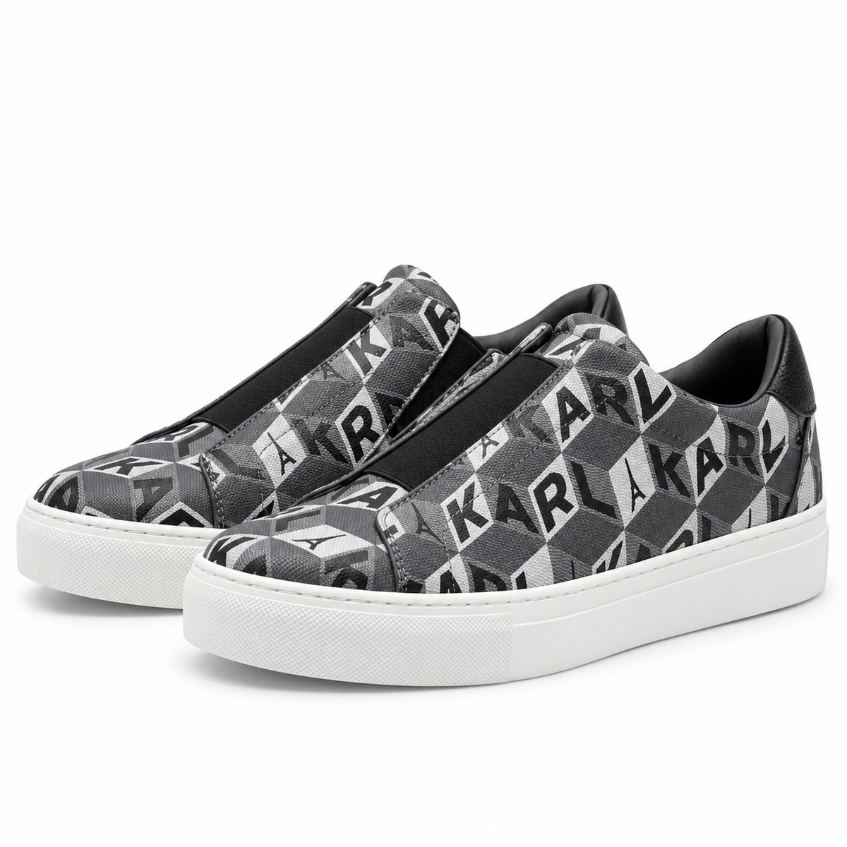 Zapatillas Karl Lagerfeld monograma gris, vista lateral